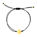 9 1/4 inch Black Cord Adjustable Bracelet with 14k Yellow Gold Circle