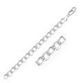 Classic Rhodium Plated Curb Chain in Sterling Silver (7.2mm)