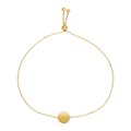Adjustable Bracelet with Shiny Circle in 14k Yellow Gold (7.50 mm)