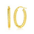 Twisted Cable Oval Hoop Earrings in 14k Yellow Gold