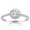 Diamond Halo Collar Engagement Ring Mounting in 14k White Gold