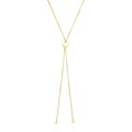 14k Yellow Gold Adjustable Heart Style Lariat Necklace