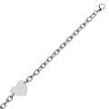 Flat Heart Shape Stationed Chain Bracelet in Rhodium Plated Sterling Silver