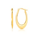 Puffed Graduated Open Oval Earrings in 14k Yellow Gold