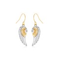 Wing Motif Drop Earrings in 10K Two-Tone Gold