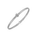 14k White Gold 7 inch Woven Chain Bracelet with Diamonds
