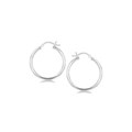 Thin Polished Hoop Earrings in Rhodium Plated Sterling Silver (2x25mm)