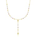 Rosary Style Necklace in 14k Tri-Color Gold
