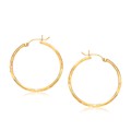 Diamond Cut Slender Large Hoop Earrings in 14k Yellow Gold (2x30mm)