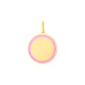 14k Yellow Gold and Pink Enamel Circle Pendant
