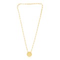 14k Yellow Gold High Polish Circle Disc Paperclip Link Necklace