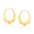 Fancy Graduated Style Oval Hoop Earrings in 14k Yellow Gold