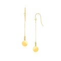 10k Yellow Gold Bead and Shiny Disc Drop Earrings