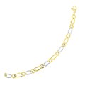 Long and Short Link Figaro Design Bracelet in 14k Two-Tone Gold