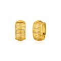 14k Yellow Gold Diamond Cut Hoop Design Earrings