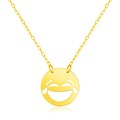 14k Yellow Gold Necklace with LOL Emoji Symbol