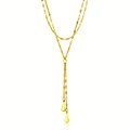 Teardrop Lariat Fancy Double Strand Necklace in 14k Yellow Gold