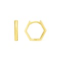 14k Yellow Gold Hexagon Huggie Hoops Earrings