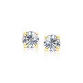 Faceted White Cubic Zirconia Stud Earrings in 14k Yellow Gold(6mm)