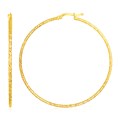 14k Yellow Gold Large Textured Hoop Earrings (1.5x50mm)