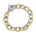 Diamond Cut Chain Rhodium Plated Bracelet in 18k Yellow Gold and Sterling Silver