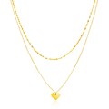 14k Yellow Gold 18 inch Two Strand Necklace with Heart Pendant