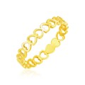 14k Yellow Gold Ring with Polished Open Heart Motifs