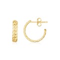14K Yellow Gold Slender Curb Chain Hoop Earrings