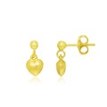 Dangling Puffed Heart childrens Earrings in 14k Yellow Gold