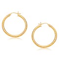 Medium Width Diamond-Cut Hoop Earring in 14k Yellow Gold (3x30mm)