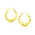 X Knot Style Round Hoop Earrings in 10k Yellow Gold