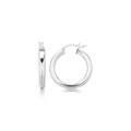 Thick Polished Rhodium Plated Hoop Earrings in Sterling Silver (25mm)