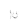 Polished Rhodium Plated Thick Hoop Earrings in Sterling Silver (2x20mm)