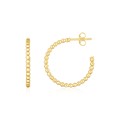 14K Yellow Gold Bead Hoop Earrings(2x23.4nn)