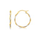 Twisted Hoop Earrings in 14k Two Tone Gold (1 inch Diameter) 