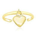 Puffed Heart Motif Cuff Toe Ring in 14k Yellow Gold