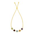 Adjustable Bracelet with Multicolored Large Round Gemstones in 14k Yellow Gold