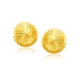 Flat Style Diamond Cut Stud Earrings in 14k Yellow Gold(8mm)