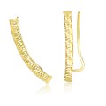 Diamond Cut Curved Tube Earrings in 14k Yellow Gold