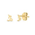 14k Yellow Gold Capricorn Stud Earrings