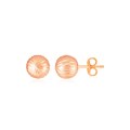 14K Rose Gold Ball Earrings with Linear Texture(5mm)