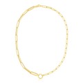 14k Yellow Gold High Polish Elongated Paperclip Chain Circle Necklace