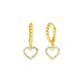 14k Two Tone Gold Beaded Hoop Earrings with Hearts