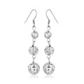 Graduated Textured Ball Dangling Earrings in Sterling Silver