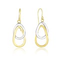 Entwined Polished Open Teardrop Earrings in 14k Two-Tone Gold