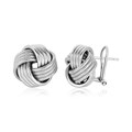 Polished Ridge Texture Love Knot Earrings in Sterling Silver