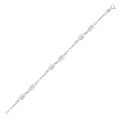 Filigree Marquise Stationed Anklet in 14k White Gold