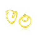 14k Yellow Gold Textured Coil Style Hoop Earrings