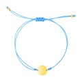 9 1/4 inch Blue Cord Adjustable Bracelet with 14k Yellow Gold Circle
