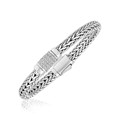 White Sapphire Accented Weave Style Bracelet in Sterling Silver